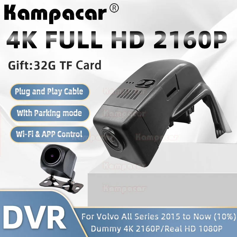 Vlv11-F 4K 2160P Dash Cam Car Dvr Camera Per Volvo Xc90 D5 Rdesign Per Volvo Xc 90 B5 B6 T6 T8 Per Volvo Xc90 7 Posti Diesel For Volvo Xc90 For Volvo 