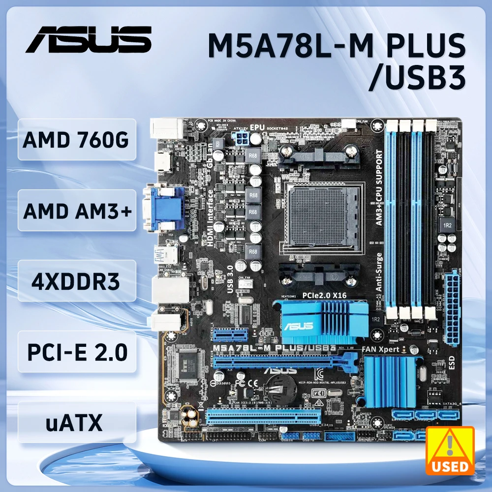 Muslimate Socket Am3 + Scheda Madre Asus M5A78L-M Plus/Usb3 Amd 760G/780L 4 X Ddr3 Muslimb 8Gb Usb2.0 Dvi Atx Supporto Fx-6300 8300 Phenom Iix4 820