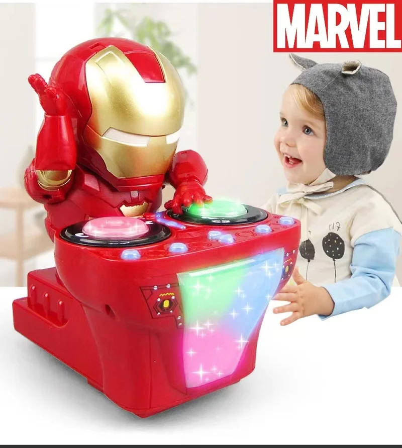 Marvel The Avengers Dj Iron Man Flip Mask Electric Dancing Robot Rock Table Giocattolo Universale Iron Man Figure Kawaii Anime Kids Toys