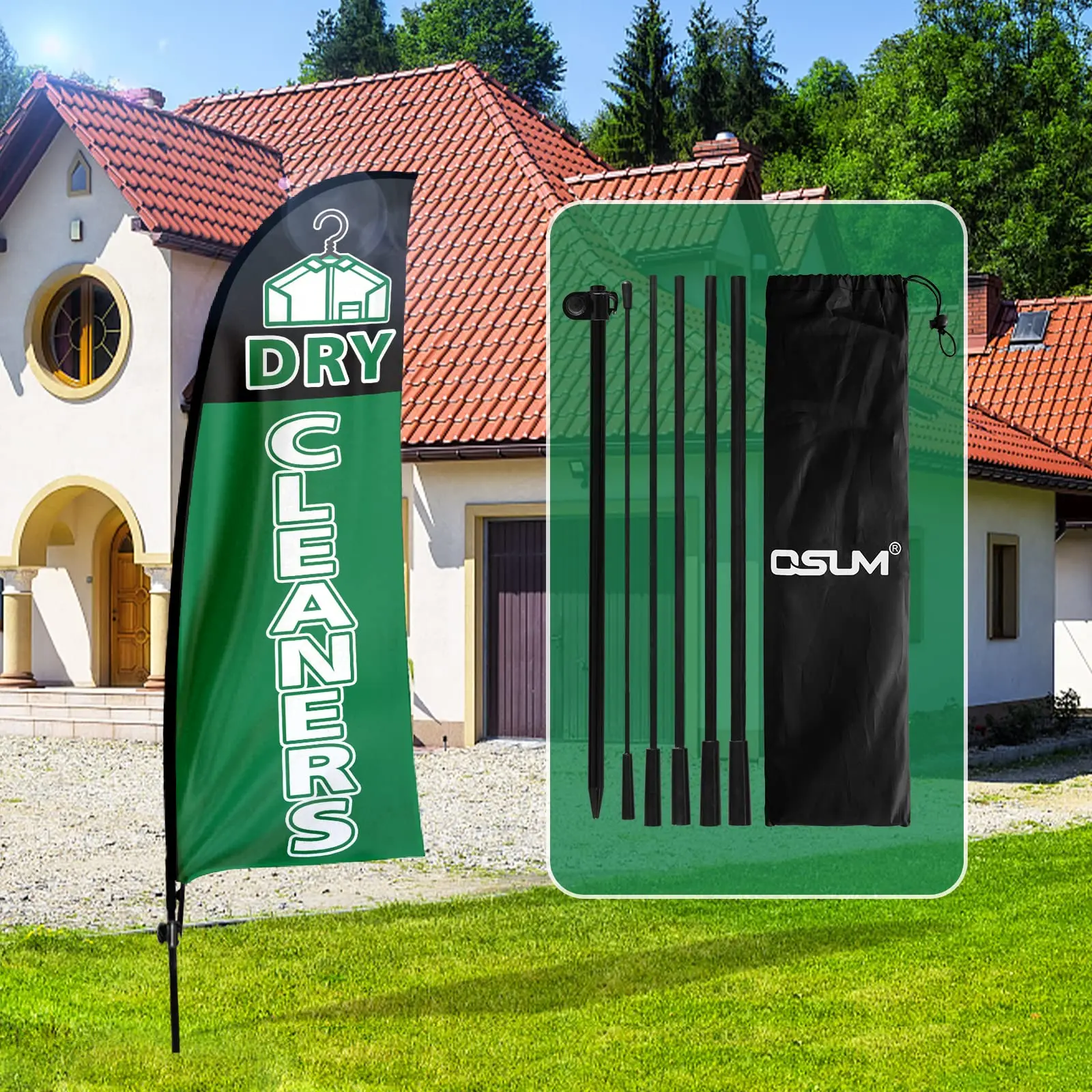 Fsflag Day Cleaners Bandiera Swooper, 7 Piedi Day Cleaners Pubblicità Bandiera Piuma Con Kit Palo, Picchetto A Terra, Segni Detergenti Diurni