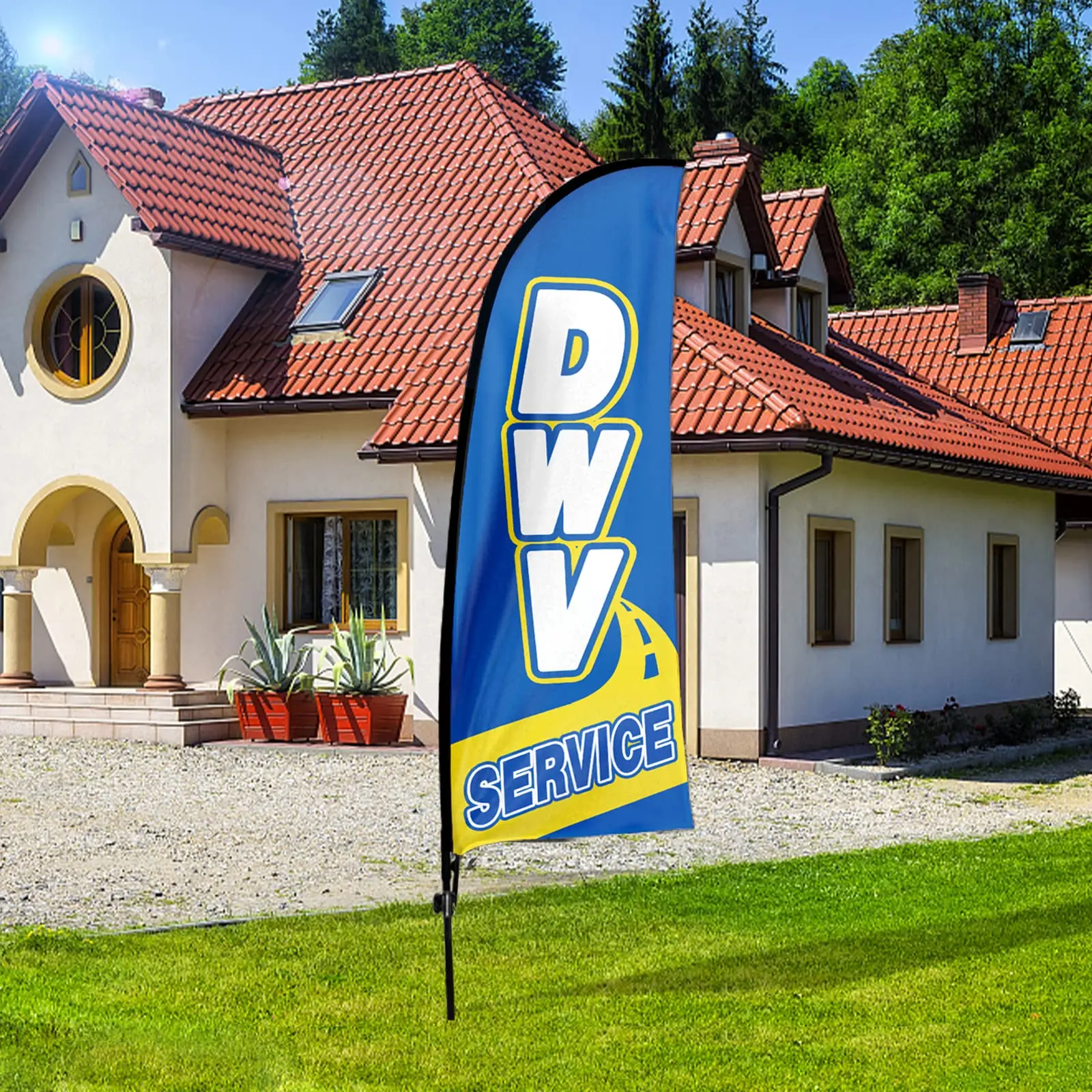 Fsflag Dwv Service Swooper Flag,7Ft Dwv Service Advertising Feather Flag Con Pole Kit, Ground Spike, Dwv Service Signs