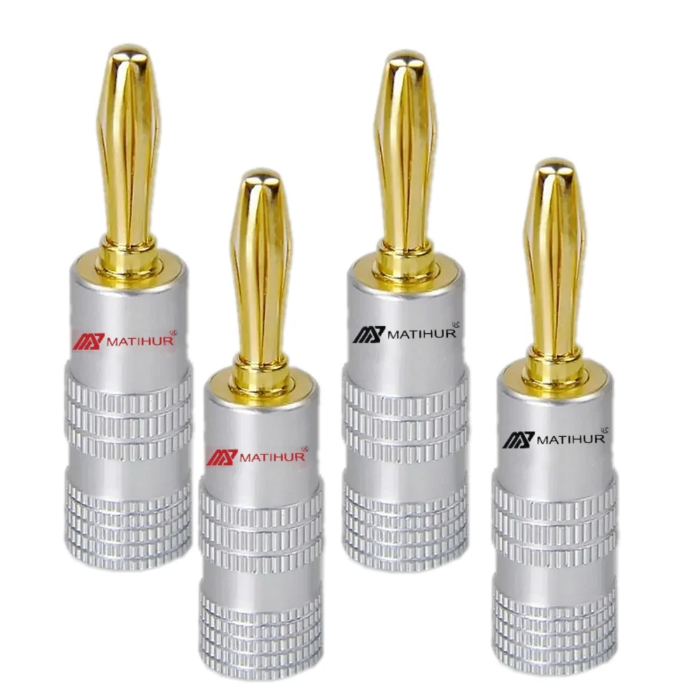 4 Pz Matihur Banana Plug 24K Placcato Oro Gd Amp Rame Placcato Oro Ofc 4Mm Spina Amplificatore Audio Terminale Spina Altoparlante