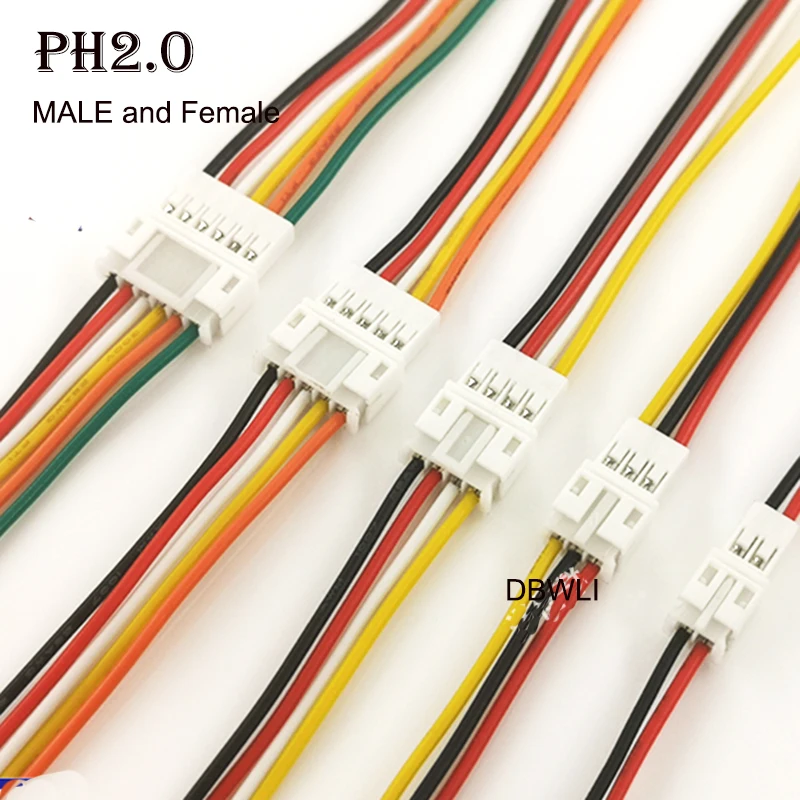 10Pair Micro Ph2 Jst Ph 2.0 Ph2.0 2P 3P 4P 5P 6Pin Maschio Femmina Connettore Con Cavi 100Mm