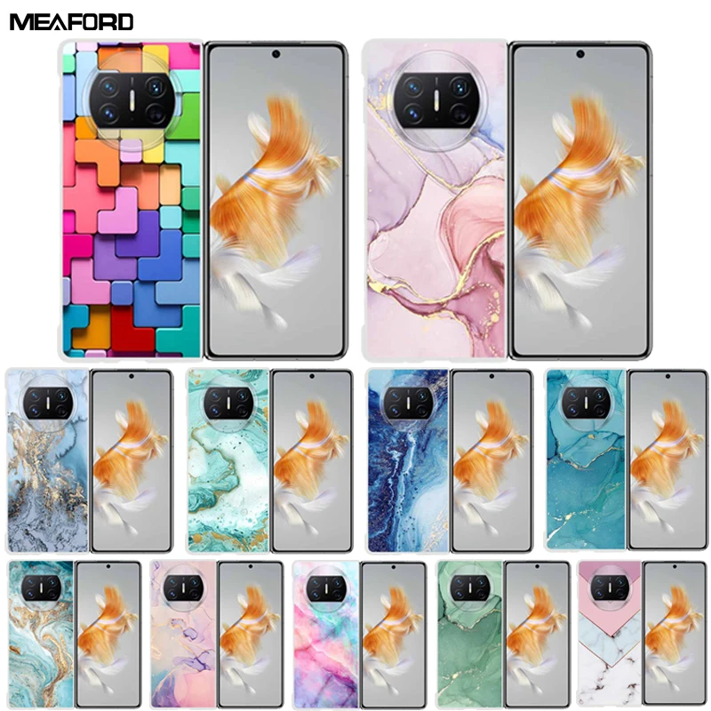 Per Huawei Mate X3 Case Luxury 7.85 "Marble Fold Hard Pc Cover Posteriore Trasparente Per Huawei Mate X3 Custodia Per Telefono Antiurto Coques