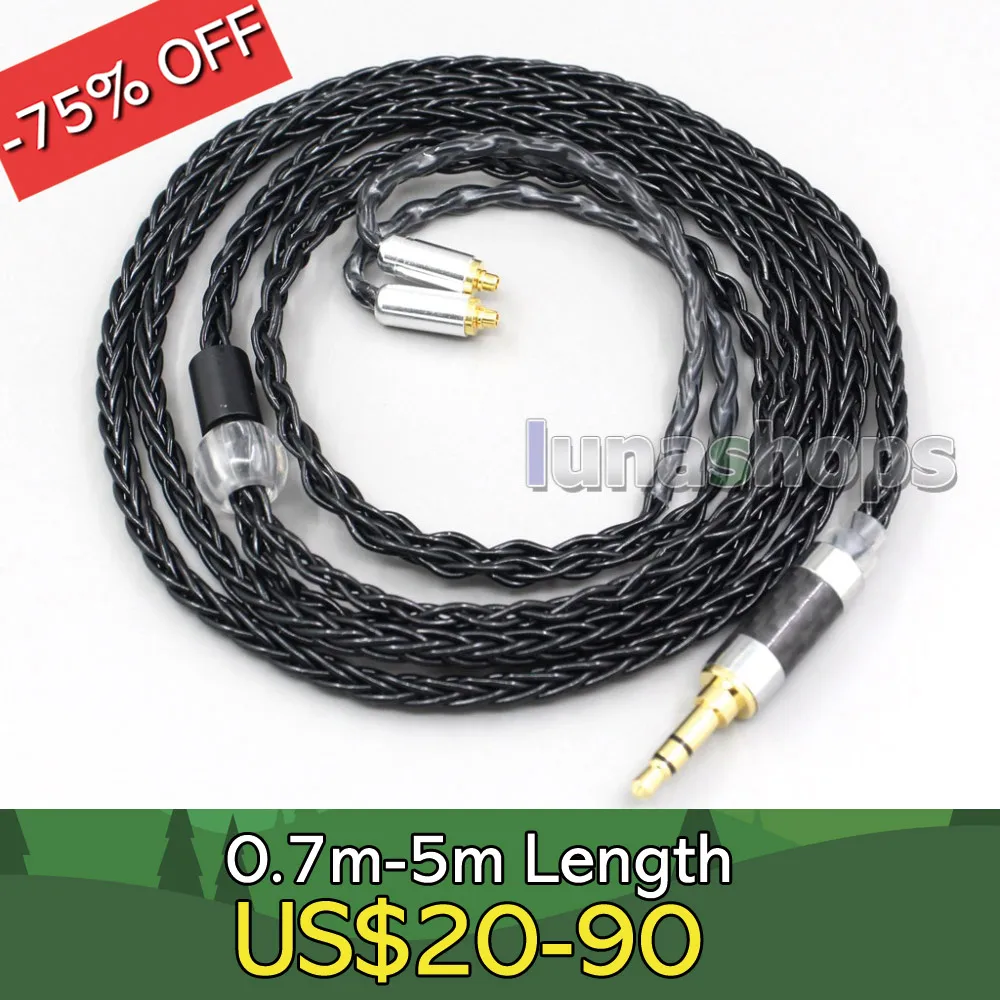 3.5Mm 2.5Mm 4.4Mm Xlr 8 Core Cavo Auricolare Nero Placcato Argento Per Fiio F5 F9 F9Se F9Pro Fh1 Fh5 Fa7 Fa1 Fh7 Ln006595