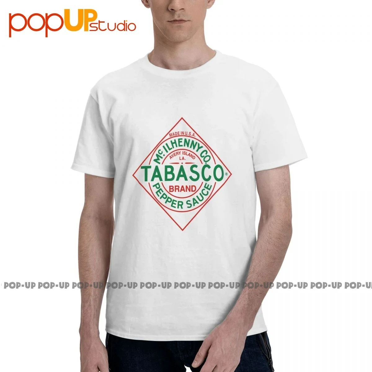 Vtg Tomato Cartoon Tabasco Sauce Pepper T-Shirt Tee Cotton Premium Shirt Di Alta Qualità