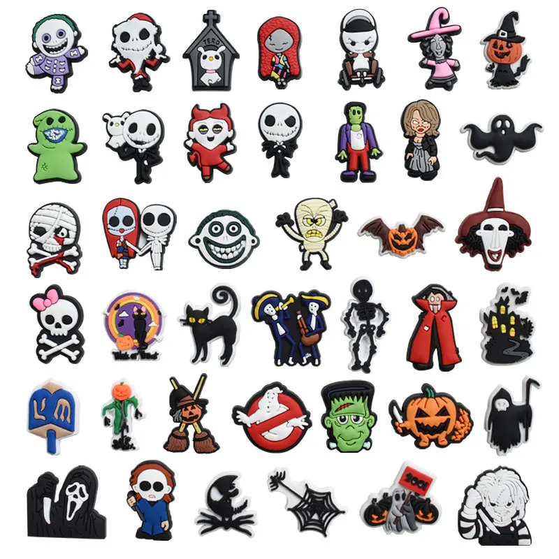 1 Pz Halloween Ghost Killer Shoes Charms Pumpkin Bat Shoe Buckle Decorazioni Fit Kids Croc Jibz Charm Party Gift