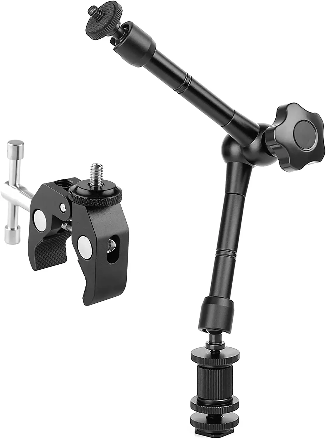 Adjustable 11" Articulating Arm Camera Mount With Super Clamp W/ 1/4" And 3/8" Thread For Dslr Camera Rig/Lcd Monitor/Led Lights
