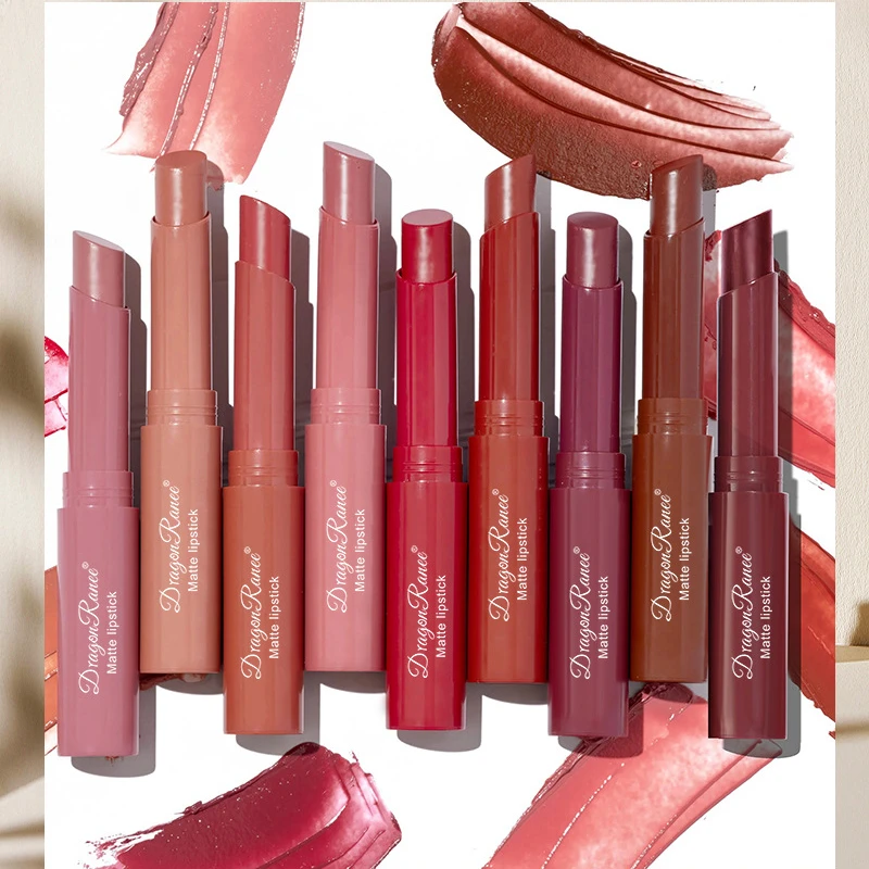 1/3Pcsmatte Lipstick Nude Pink Matte Solid Lip Gloss Long Lasting Velve Dyed Balm Waterproof Set Lip Colouring Lip Tint Stick
