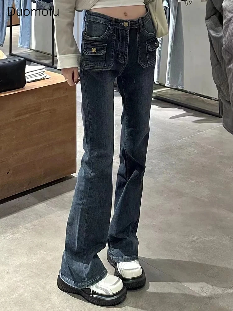 Duomofu Chicly Vita Alta Slim Casual Full Length Jeans Donna Coreano Street Washed Fashion Distressed Xs-2Xl Jeans Svasati Femminili