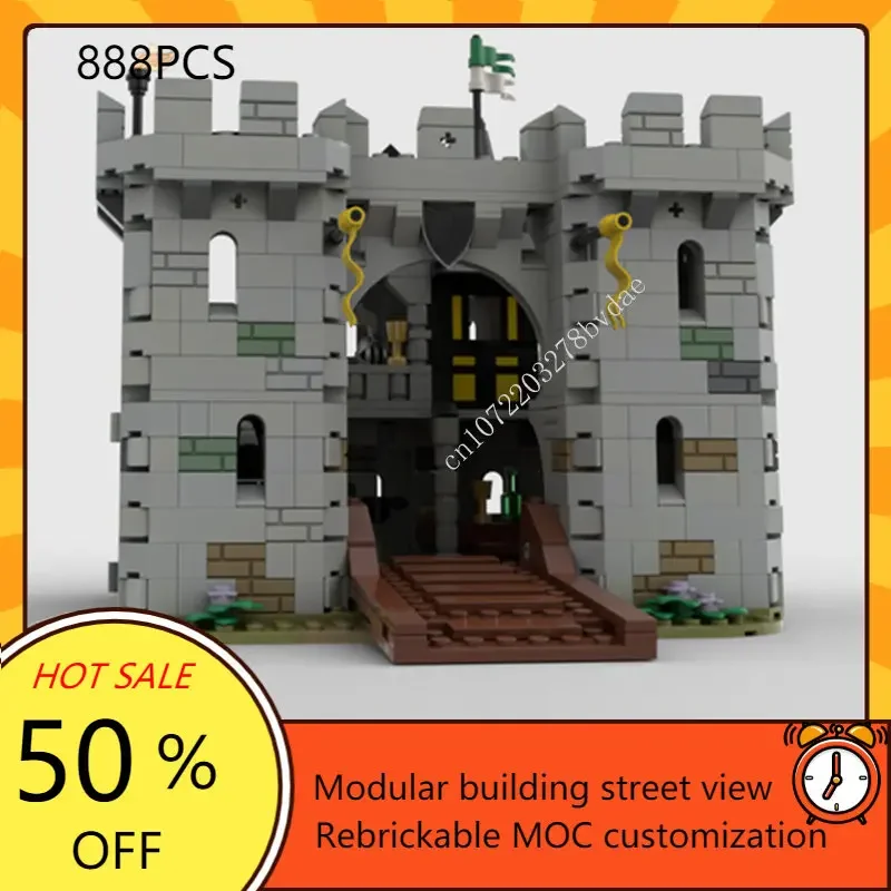 888Pcs Black Fal'S Fortress Castello Medievale Black Falcons Model Building Blocks Mattoni Giocattoli Di Compleanno Per Bambini Regali Di Natale