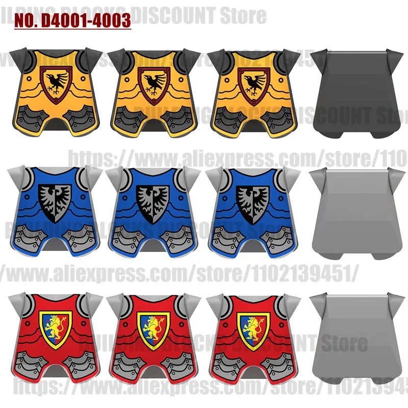 Leone Rosso Medievale Black Eagle Castle Soldier Knight Moc Gilet Armatura Figura Accessori Armi Building Blocks Giocattolo Militare B153