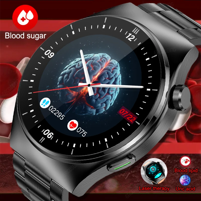 Trattamento Laser Tre High Uric Acid Blood Lipid Smart Watch Men Heart Rate Blood Sugar Health Tracker Smartwatch Bluetooth Call