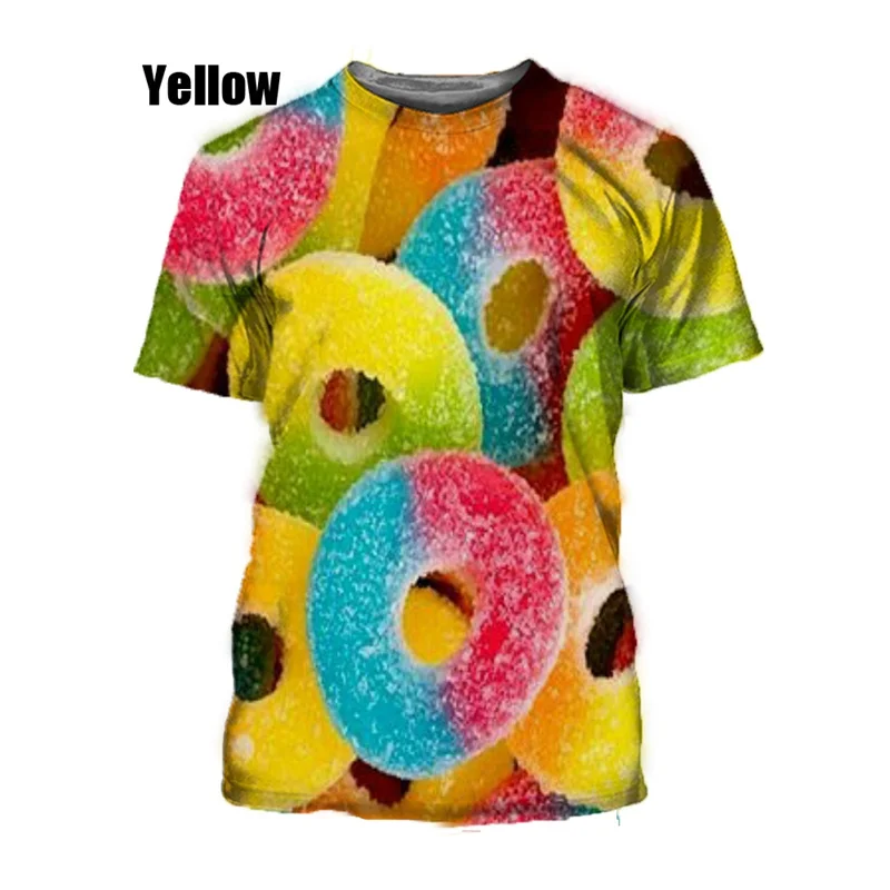New Summer 3D Sweets Candy Printing T Shirt Skittles Marshmallow Graphic T-Shirt Per Uomo Funny Y2K Magliette A Maniche Corte Top
