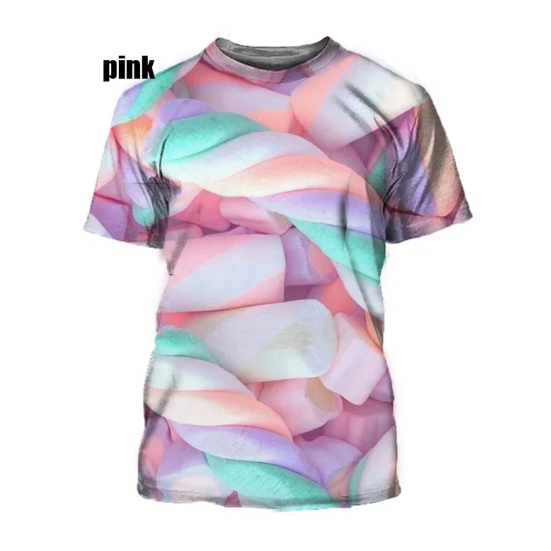 New Summer 3D Sweets Candy Printing T Shirt Skittles Marshmallow Graphic T-Shirt Per Uomo Funny Y2K Magliette A Maniche Corte Top