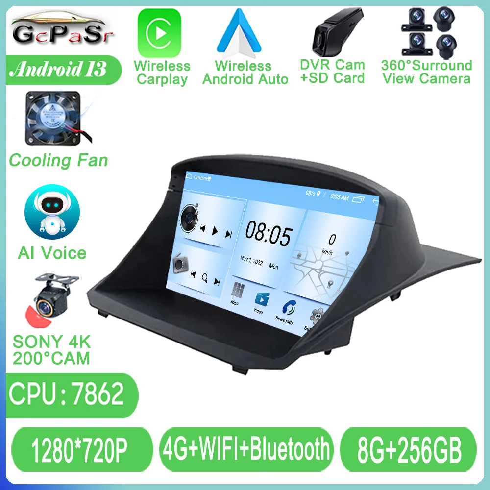Android Auto Per Ford Fiesta Mk7 2009 - 2017 Autoradio Lettore Multimediale Navigazione Gps Carplay Autoradio Stereo Head Unit Wifi
