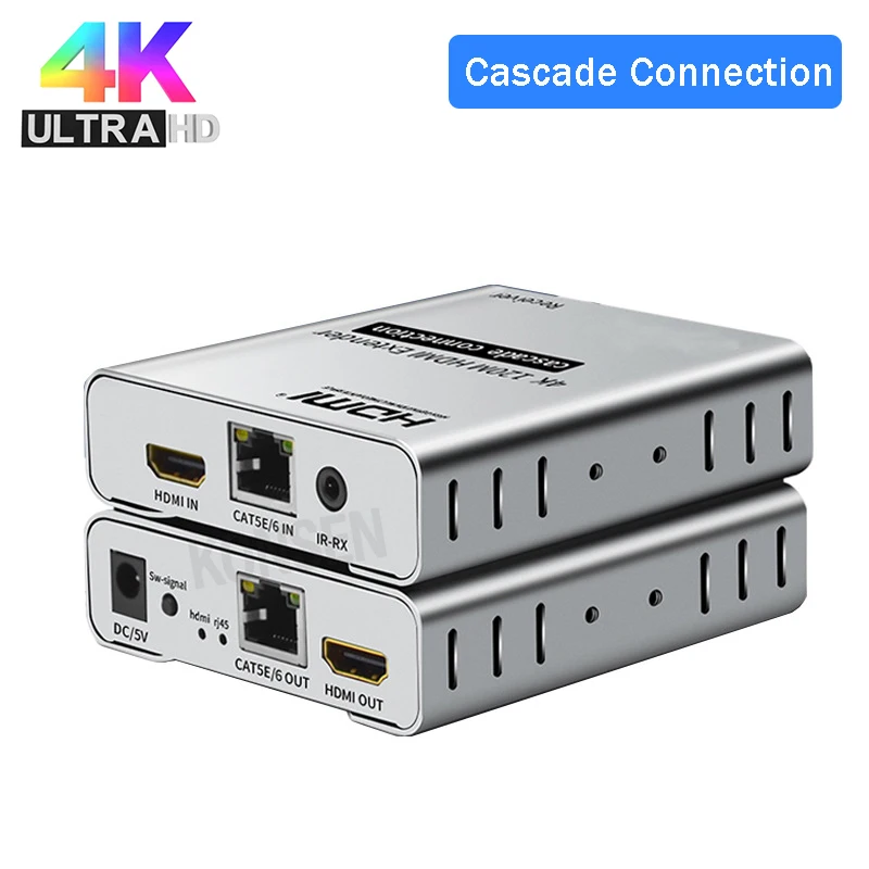 Extender Hdmi 4K 120M Su Cat5E/6 Supporto Per Cavo Ethernet Rj45 Connessione A Cascata Estensione Splitter Hdmi Trasmissione Audio Video
