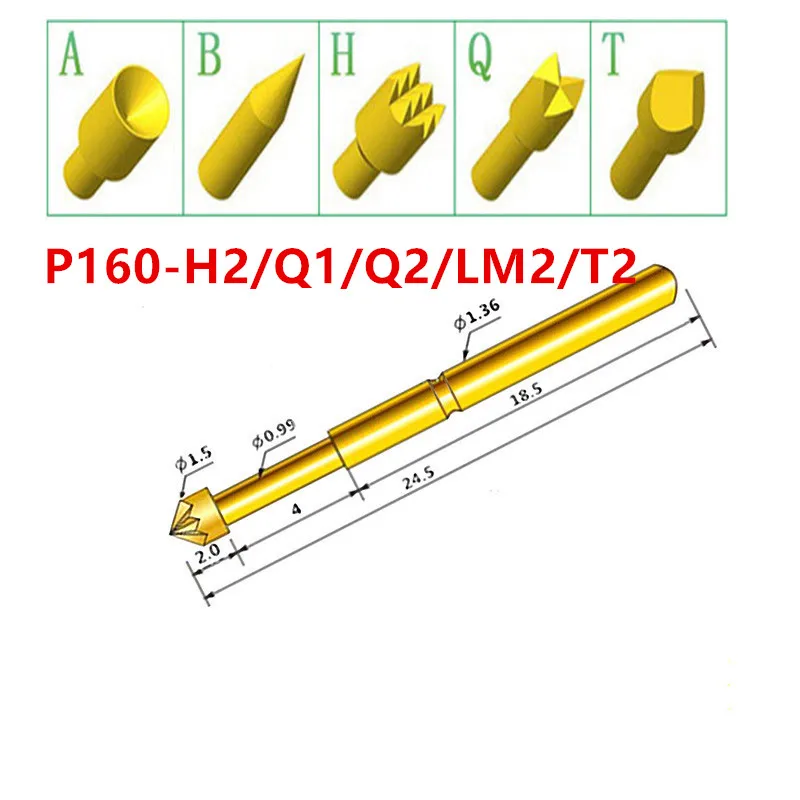 100 Pz/Borsa P160-H2 Q1 Q2 Lm2 T2 Perno Di Prova A Molla Diametro Esterno 1.36Mm Pcb Pogo Pin