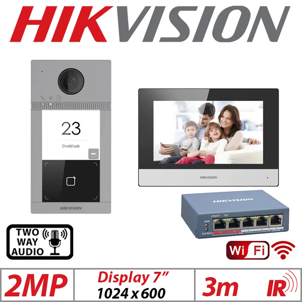 Hikvision Wifi Ip Videocitofono Kit Controllo 2 Serrature, Ds-Kis604-P(C) E Ds-Kis604-S(C) Includono Ds-Kh6320-Wte1 Ds-Kv8113-Wme1(C)