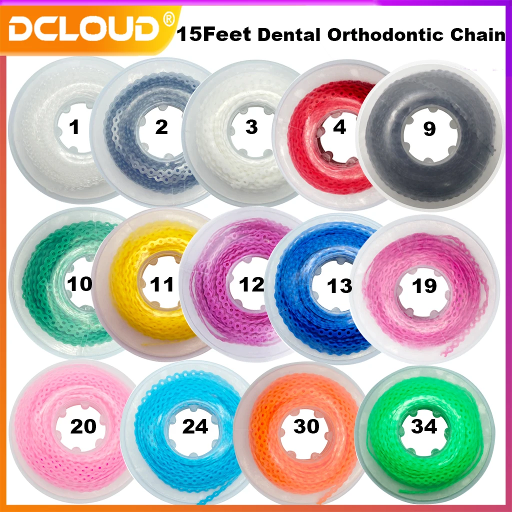 15Feet/Spool Dental Orthodontic Elastic Ultra Power Chain Rubber Band 4.57M / Roll Long / Short / Continuous Dentist Ortho Materials