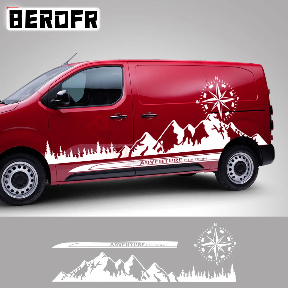 6 Pz/Lotto Adesivi Per Auto Per Citroen Jumpy Dispatch Peugeot Expert Camper Camper Van Mountain Graphics Decalcomanie Tuning Accessori
