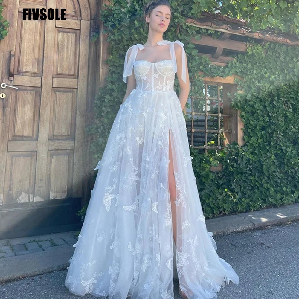 Fivsole Perle Vintage Tulle A Line Abito Da Sposa Sweetheart Illusion Maniche Lunghe Perline Perle Abiti Da Sposa Robe De Mariage