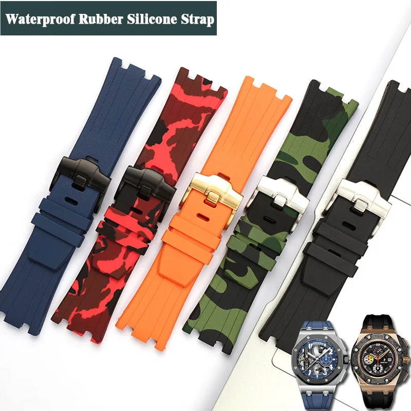 Braccialetto Dell'Orologio Per Audemars Piguet Ap Royal Oak Rubber Silicone Pin Buckle Men Watch Strap Accessori Per Orologi Catena Del Cinturino Dell