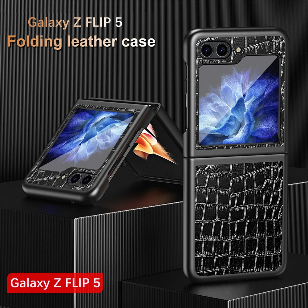 Custodia In Pelle Modello Coccodrillo Per Samsung Galaxy Z Flip5 5G New Business Luxury Cover Muslimyzflip5 Zflip 5 Flip 5 Funda