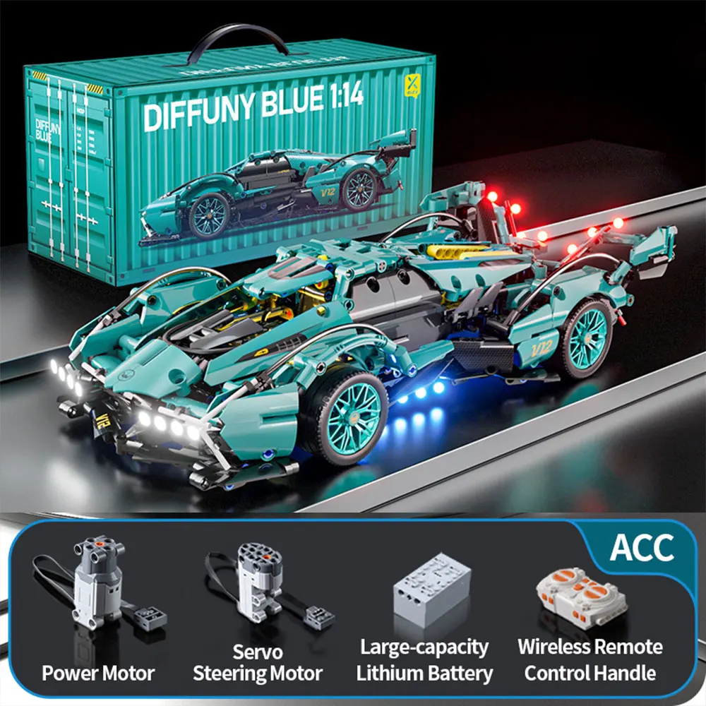 1148 Pcs Building Block Lambo V12 Super Car Technical Blocks Brick Motor Power Drive 2.4G Radio Rc Car Per Lego Technic Vehicles