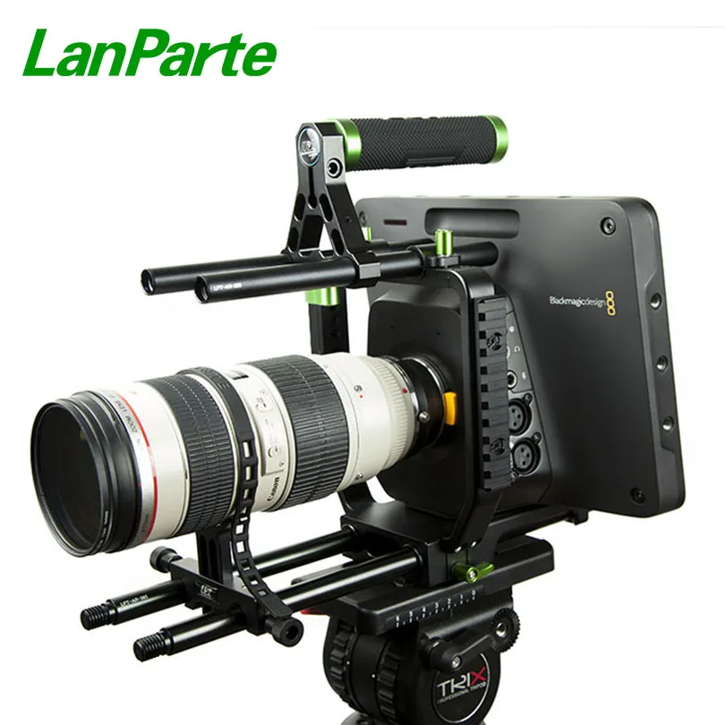 Lanparte Bmcc 4K Gabbia Per Fotocamera + Impugnatura Superiore + Supporto Per Obiettivo Tele Per Videocamera Blackmagic Studio