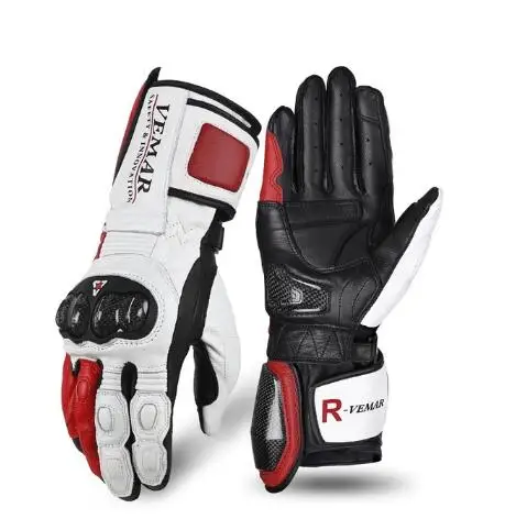 Guanti Moto Vemar Guanti Lunghi In Pelle Moto Off Road Enduro Accessori Guanto Motociclista Uomo Rosso Bianco Luvas Regalo