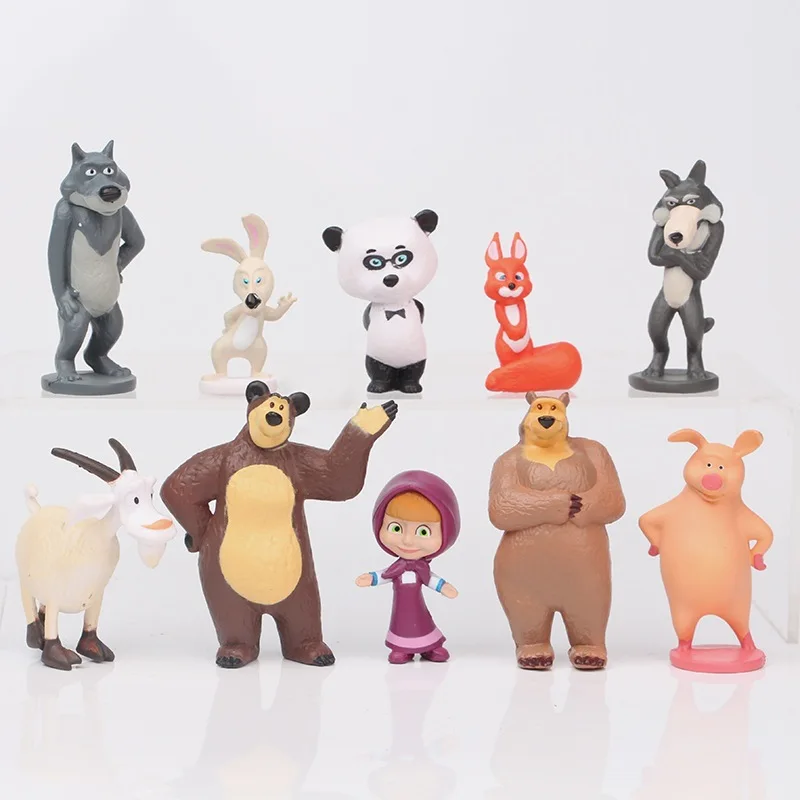 Mashas And The Bear Figure Toy Anime Doll Model Toys Desk Ornament Bambini Bedroom Decor Collection Regali Di Natale Per Bambini