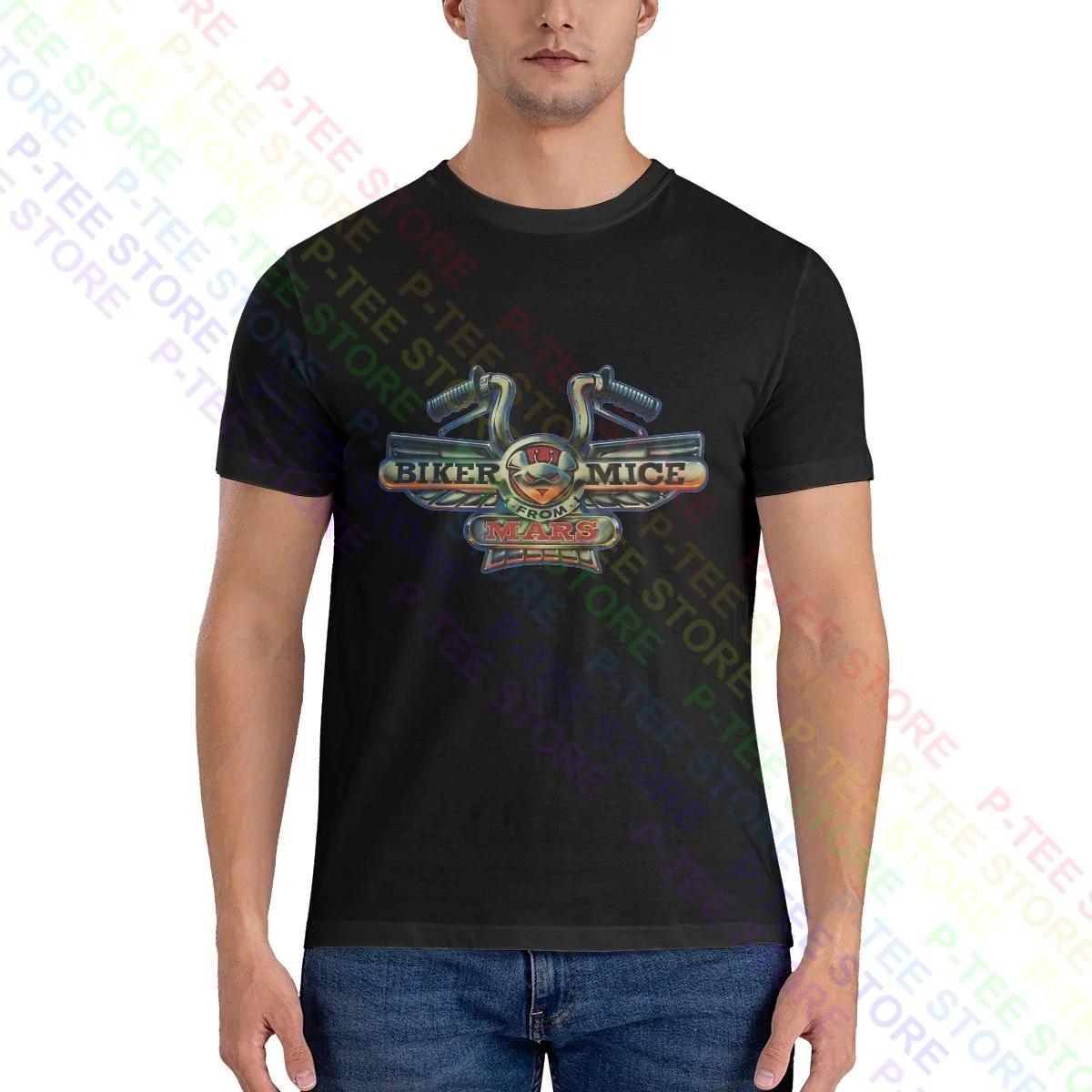 Cartoon Biker Mouse Da Mars V1 Rimfire Serial Tv Logo Shirt T-Shirt Design Classic Tee