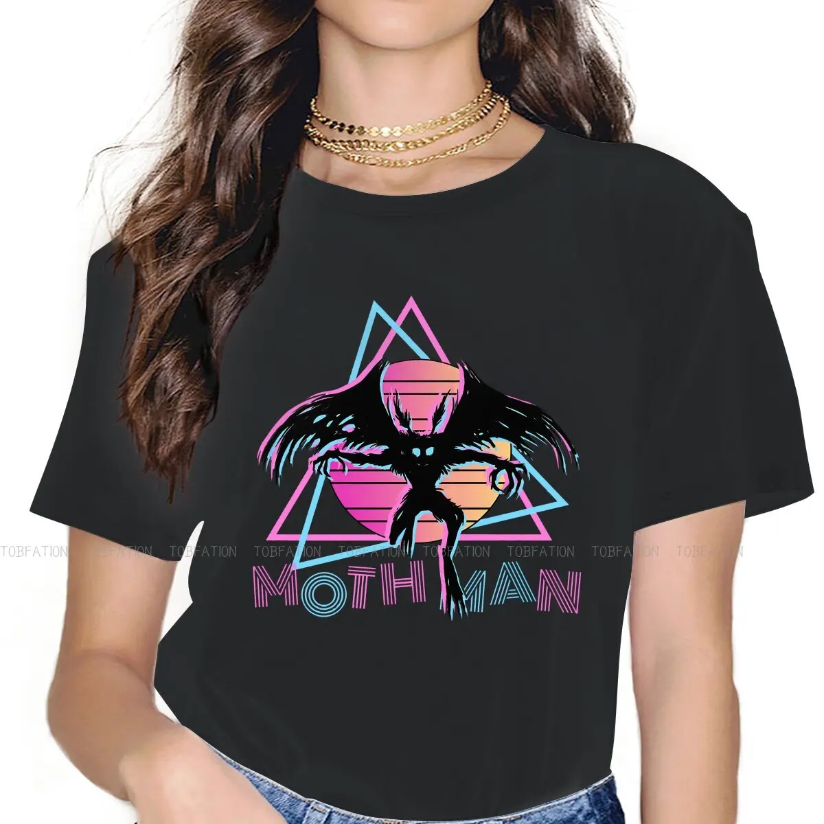 Mothman Umanoide Creature T-Shirt Donna Mothman 80S Vibe Cryptid Cryptozoology Classic Female Tees Ladies Cotton Tshirt