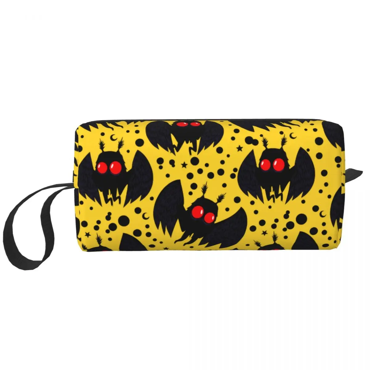 Mothman Yellow Night Cryptid Animal Pattern Makeup Bag Pouch Zipper Cosmetic Bag Travel Toiletry Small Makeup Pouch Storage