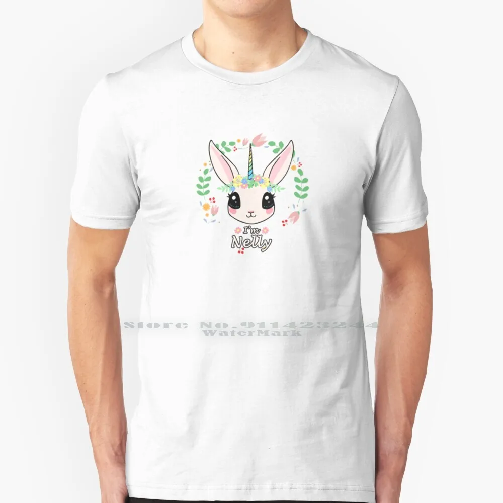 I'M Nelly The Unicorn Bunny T Shirt Cotton 6Xl Rabbit Nelly Horned Animals Creature Magiche Cryptid Unicorn Nelly Personalizzato
