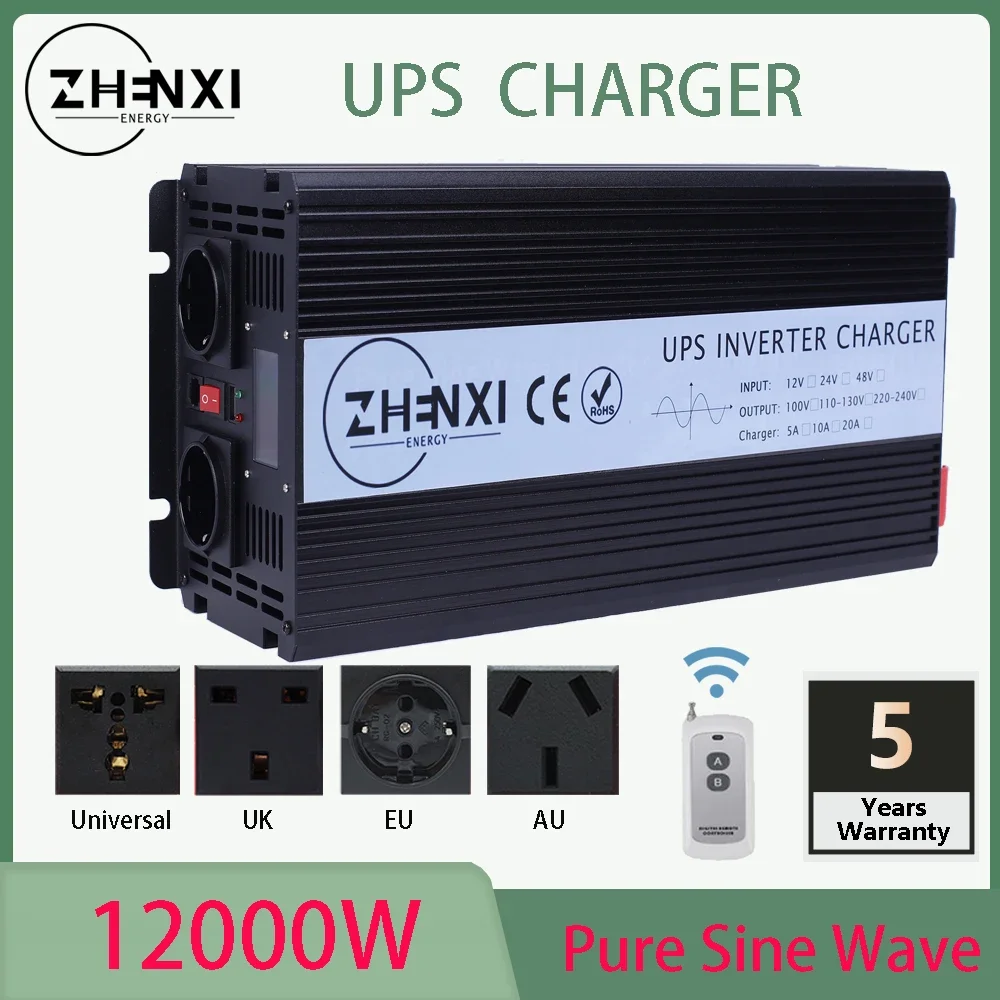 Caricabatterie Inverter Ups A Onda Sinusoidale Pura Da 6000W All-In One Dc12/24/48V A Ac 220V/230V 100/110/120V Ups Inverter Solare Domestico