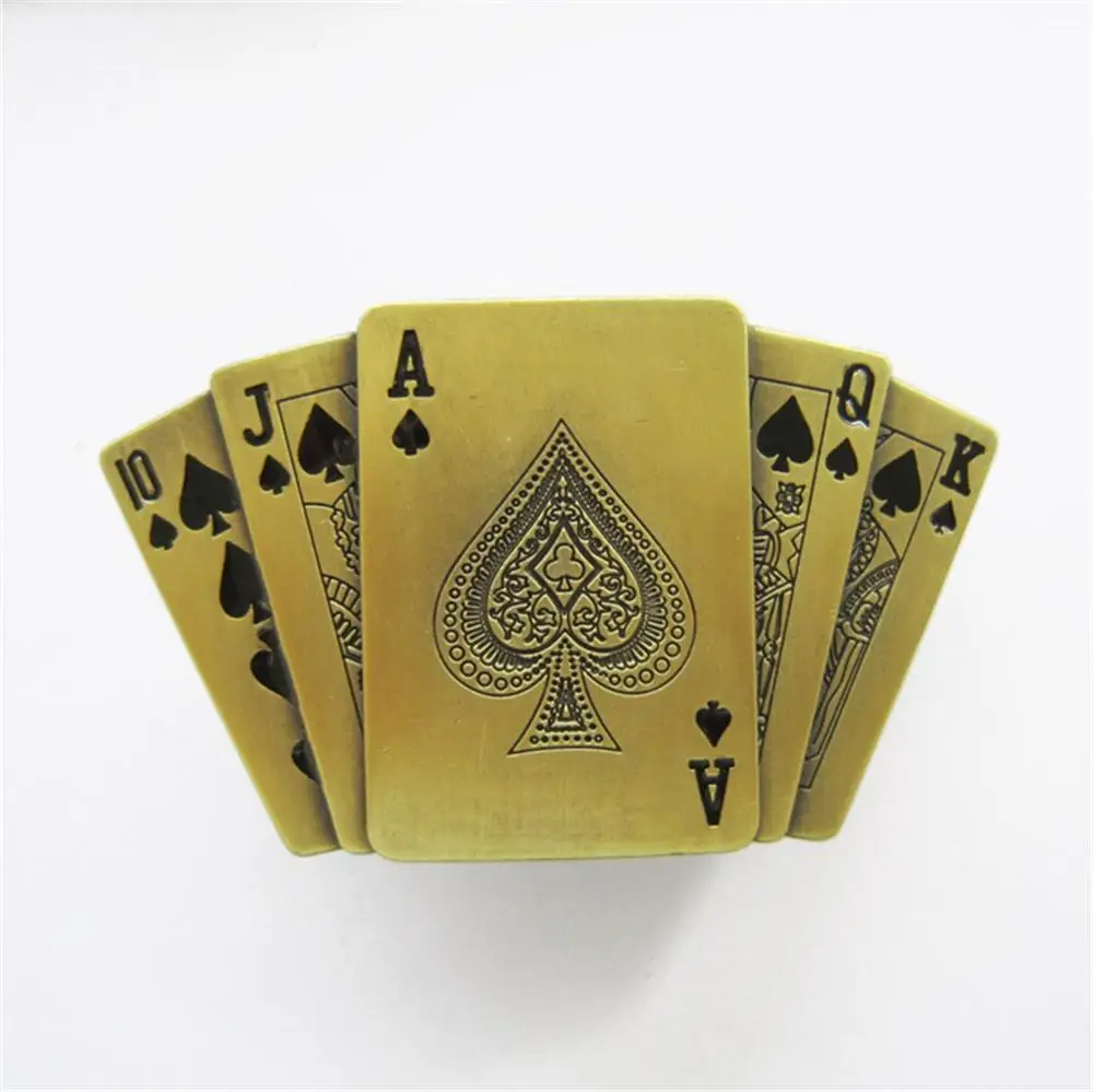 Nuovo Bronzo Antico Royal Flush Spade Casinò Accendino Fibbia Della Cintura Anche Noi Stock Gurtelschnalle Boucle De Ceinture Buckle-Lt031Ab