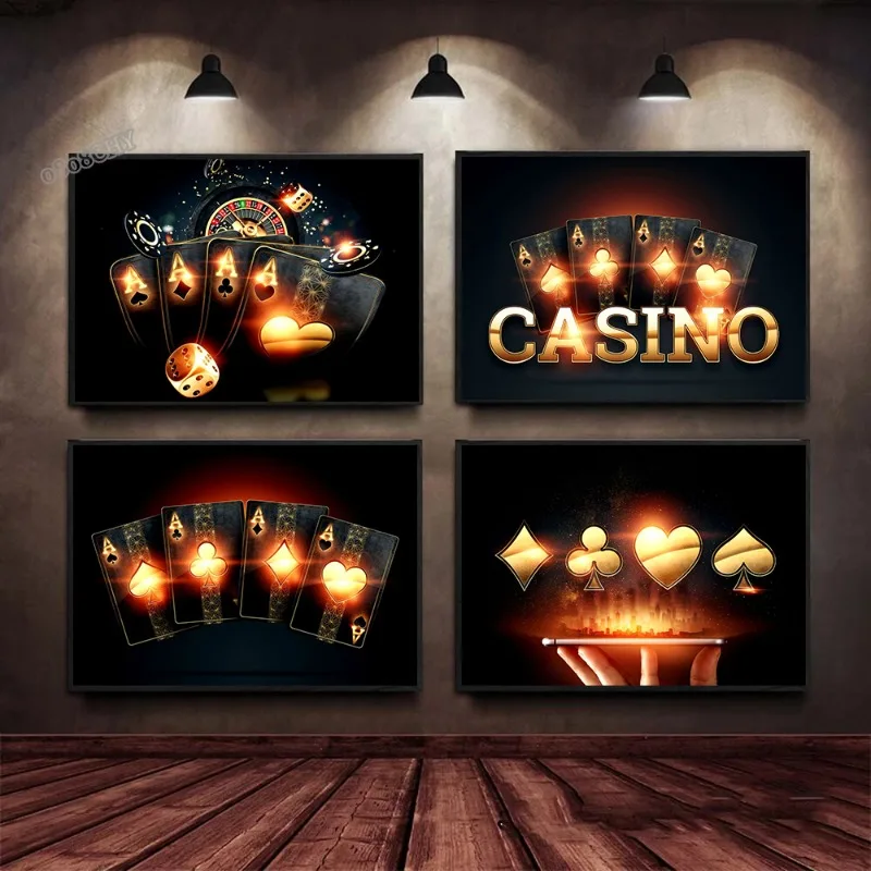 Modern Casino Card Game Gioco D'Azzardo Wall Art Murale Casino Royale Canvas Painting Luxury Poker Gamble Casino Poster Per La Decorazione Domestica
