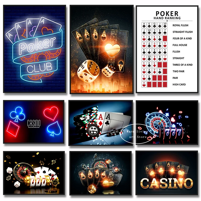 Vintage Casino Royale Poker Poster Di Gioco Su Tela Pittura Effetto Neon Poker Night Dice Poker Wall Picture Bar Club Home Decor
