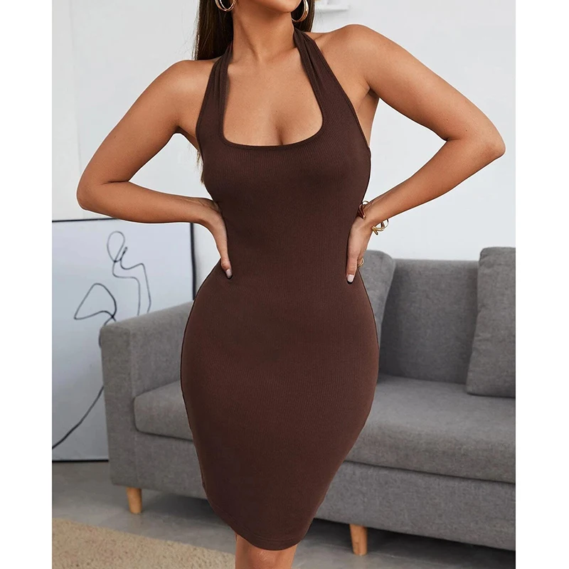 Abito Estivo Da Donna Di Nuova Moda Sexy Slim Hanging Neck Backless Short Dress