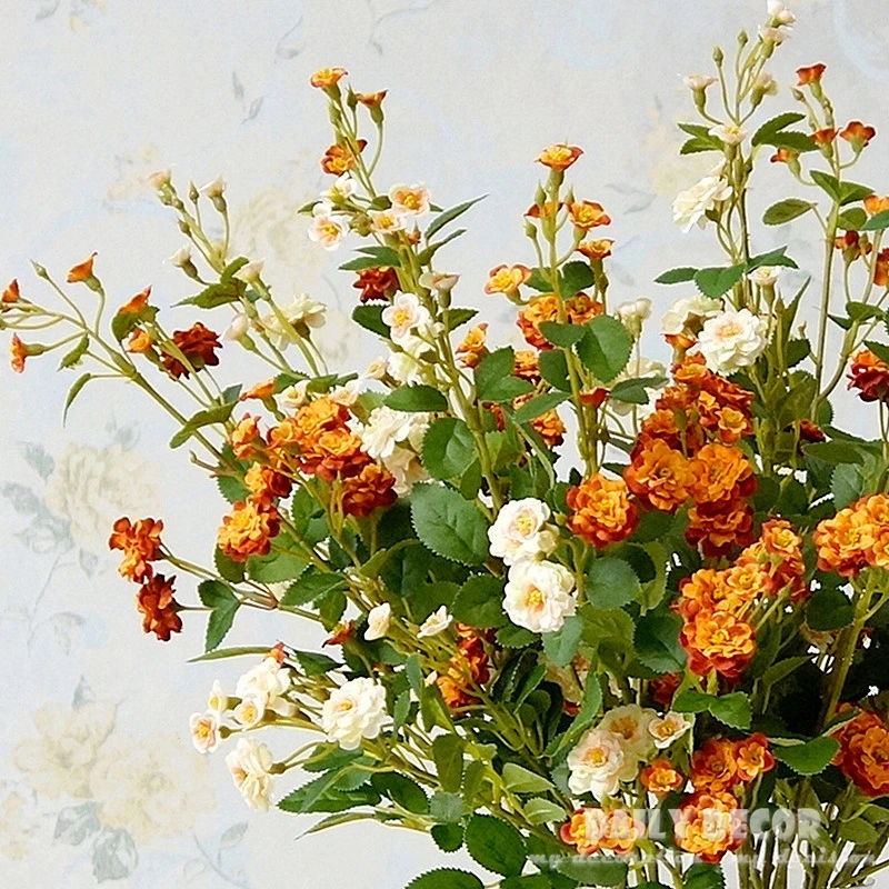 6 Pezzi! Fiori Artificiali Vintage All'Ingrosso Wild Little Rose Wedding Decorativo Fiore Di Seta Rosa Multiflora Falso Multiflora Rosa