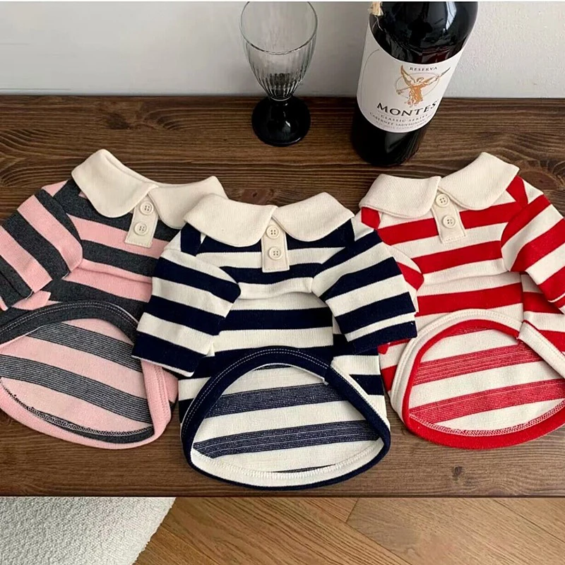 Vestiti Per Cani Schnauzer Teddy York Valley Polo Shirt Abito Estivo A Righe Pet T-Shirt Costume Per Cani Pullover Morbido Vestito Per Cucciolo Di Can