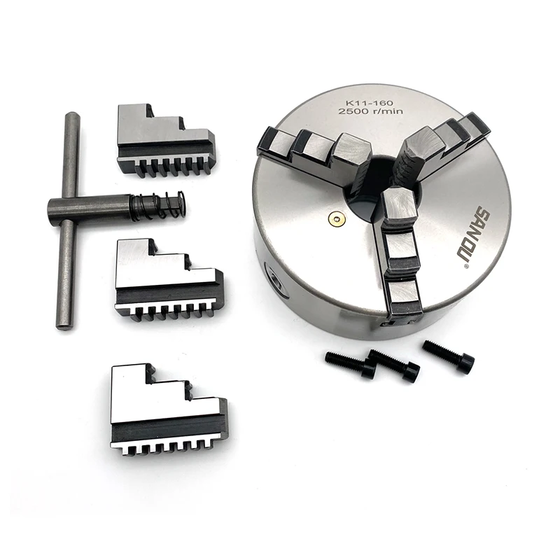 Mandrino Per Tornio Mandrino Per Tornio In Metallo Da 160Mm Sanou Mandrino Autocentrante A 3 Griffe K11-160 Mandrino Manuale Per Tornio Da Banco Picco