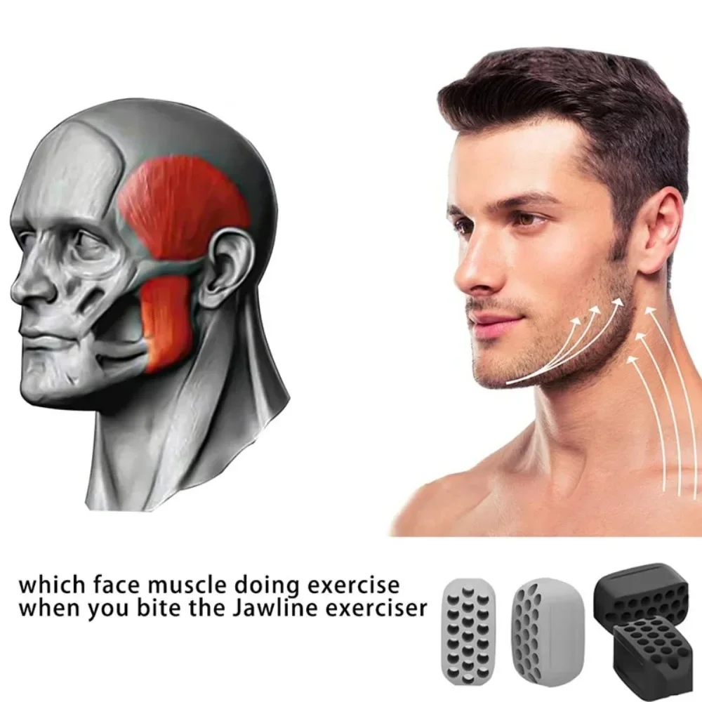 3Pc Silicone Jaw Exerciser Jawline Exerciser Ball Facial Muscle Fitness Ball Neck Toning Equipment Double Chin Lifting Exerciser