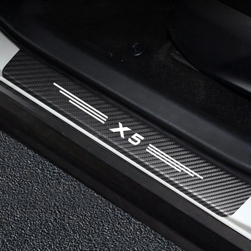 4Pcs Auto Door Threshold Plate Protector Stickers For Bmw X5 F15 E70 E53 G05 Car Carbon Door Sill Guards Cover Decor Accessories