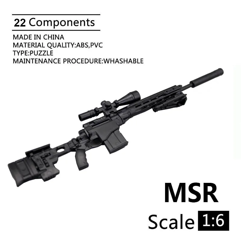 1/6 Remington Msr Fucile Da Cecchino Soldati Di Plastica Accessori Per Armi Modello Di Pistola Nera Per Giocattolo Action Figure Da 12"