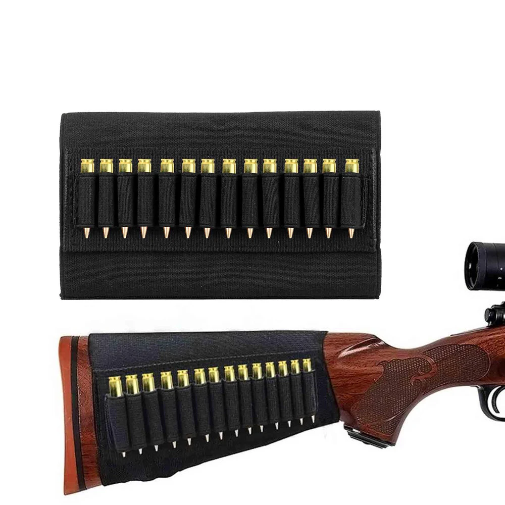 14 Rounds Buttstock Holder Stock Ammo Magazine Pouch Shotgun Shell Bags 5.56 Bullet .22 .223 .204 22Lr Gun Remington 870 Caccia