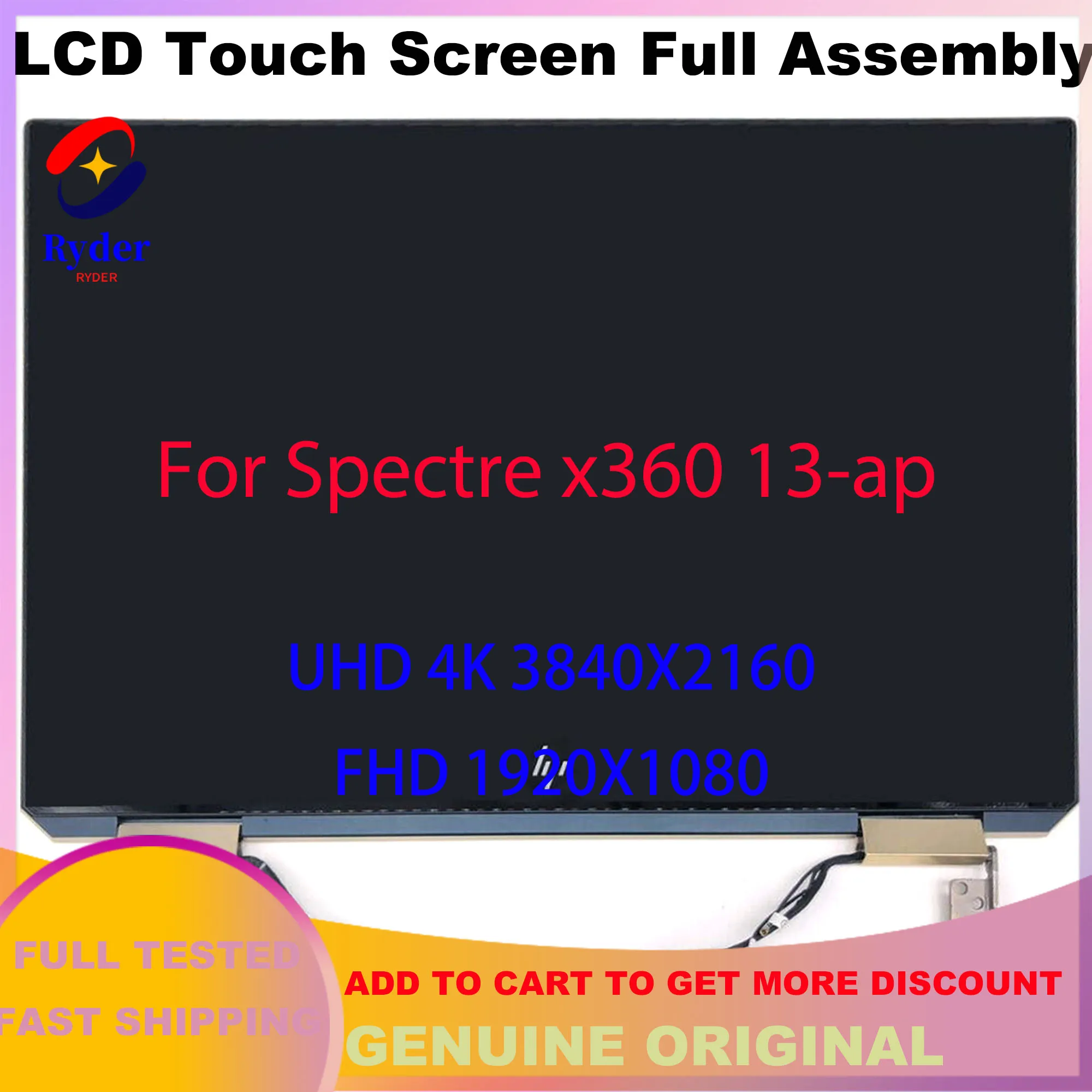 Per Hp Spectre X360 13-Ap 13.3 "Laptop Fhd Lcd Touch Screen Digitizer Assemblaggio Completo L37649-001 Muslimah
