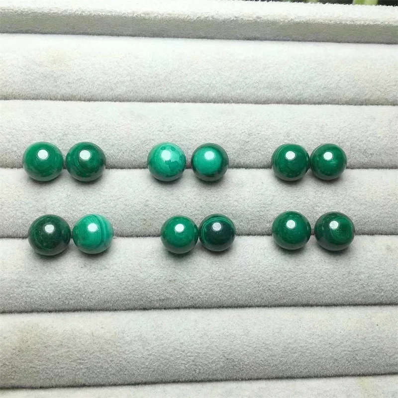 S925 Naturale Malachite Sfera Orecchini Piercing Malachite Gioielli Di Natale Regalo Per Donna Uomo 1 Paio